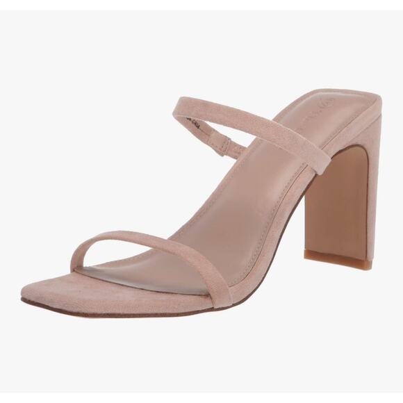 The Drop Women's Avery Square Toe Two Strap High Heeled Sandal, Natural Size 8 - Picture 1 of 7